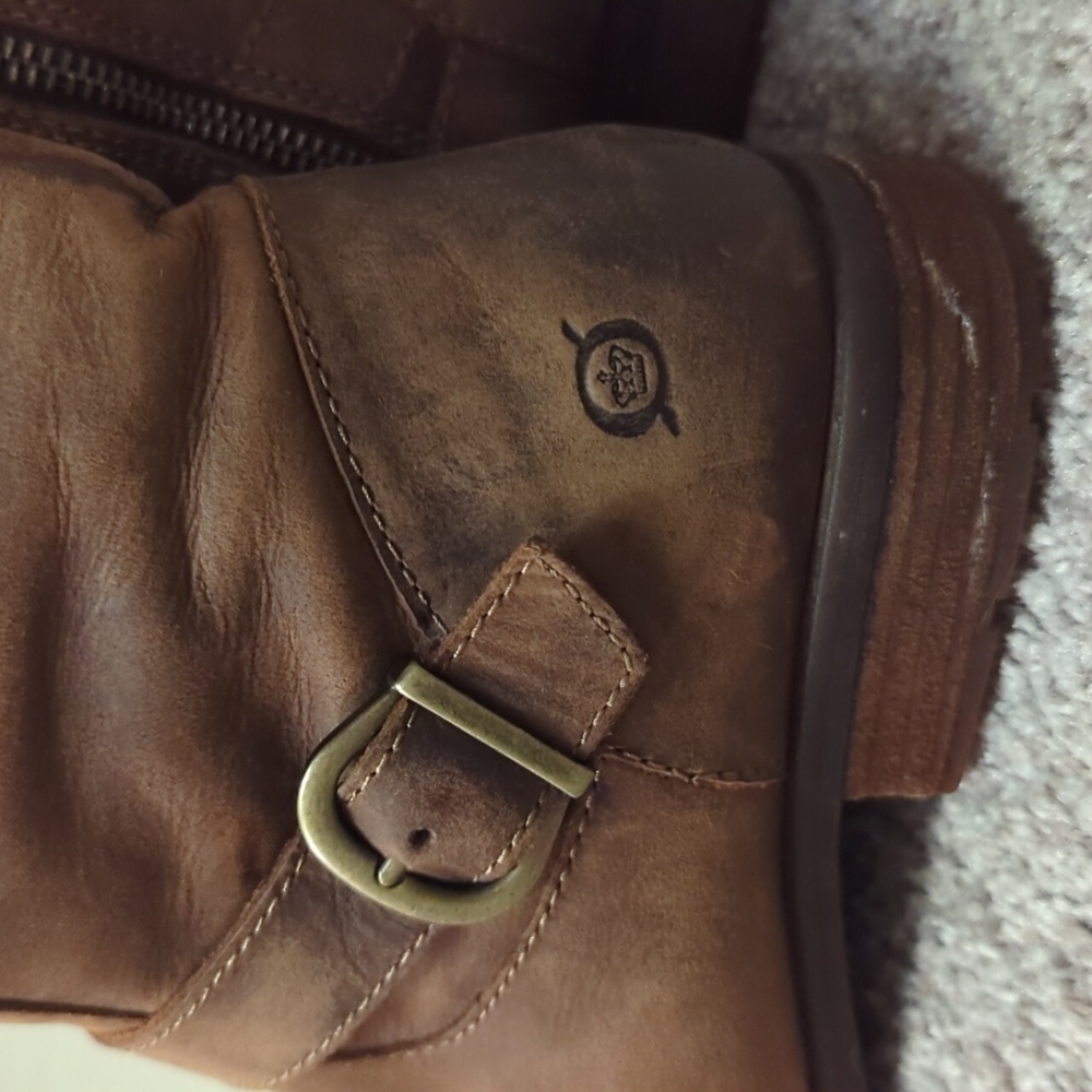 Born Tall Brown Leather Boots Almond Toe Size 7½ - Picture 2 of 7